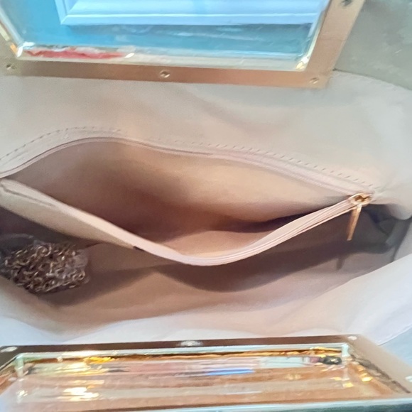 Brand New Charming Tailor Gold Clutch Convertible Shoulder Bag Vegan Leather - Picture 7 of 16